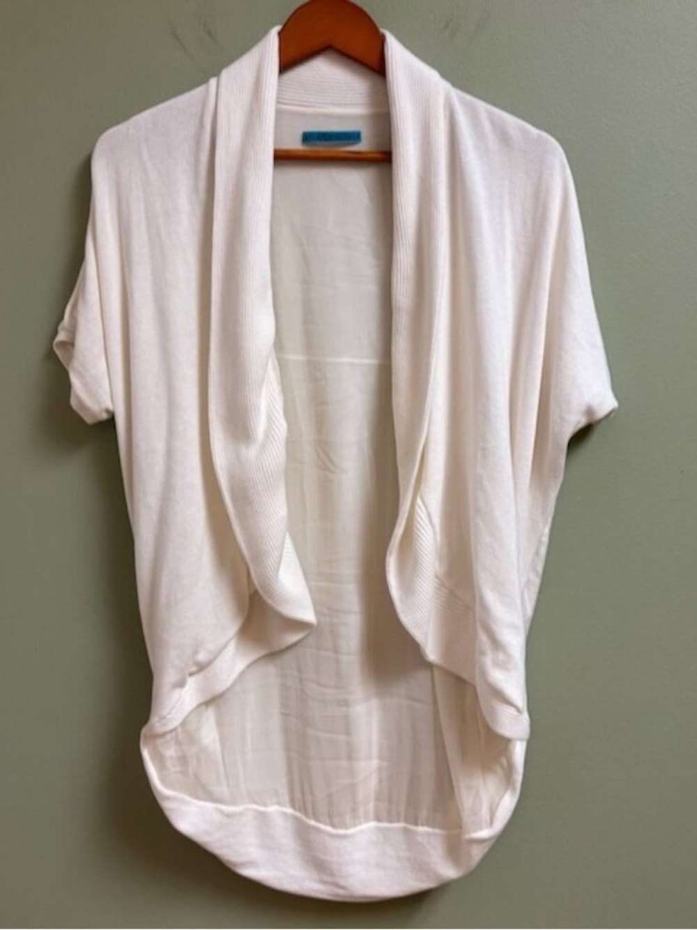 Alice + Olivia Cream Open-Front Draped Cardigan